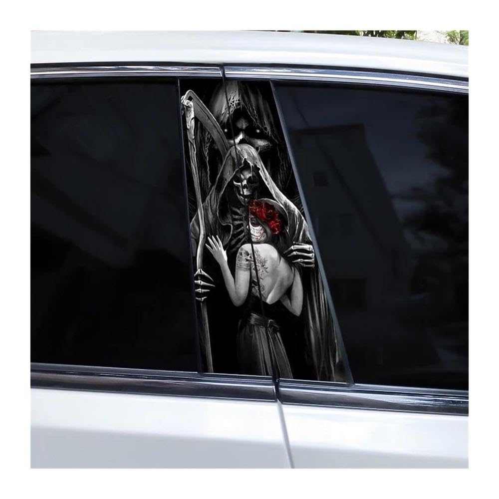 Body Parts 2pcs Horror Skull Car B-Pillar Decals(D)