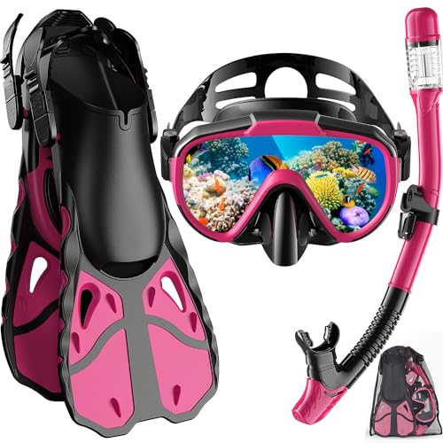 Set de snorkel con máscara, aletas y snorkel seco para adultos miniatura 1