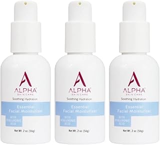 Alpha Skin Care Essential Facial Moisturizer, Hyaluronic Acid, Soothing Hydration, Reduces Lines & Wrinkles, Normal to Dry Skin, 2 Oz, 3 Pack