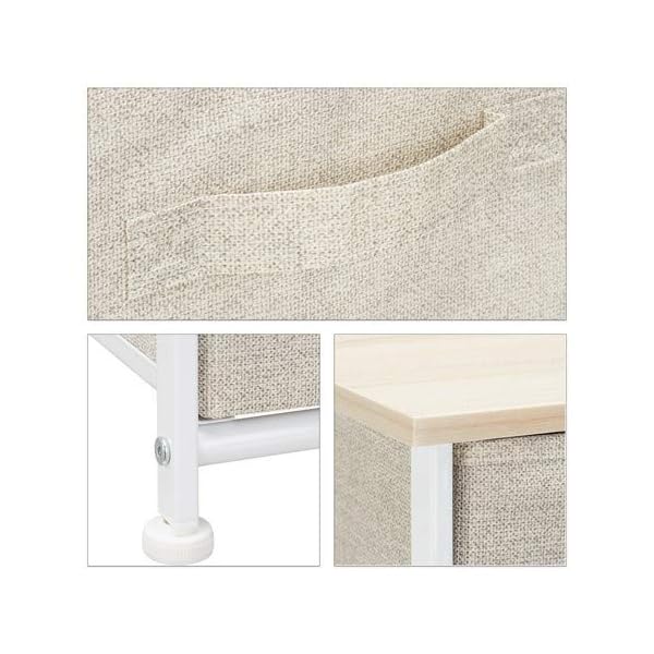 Relaxdays Shelving System, Chest of Drawers, Standing Shelf with Boxes, Various Versions, Metal and Wood, Beige - Image 7