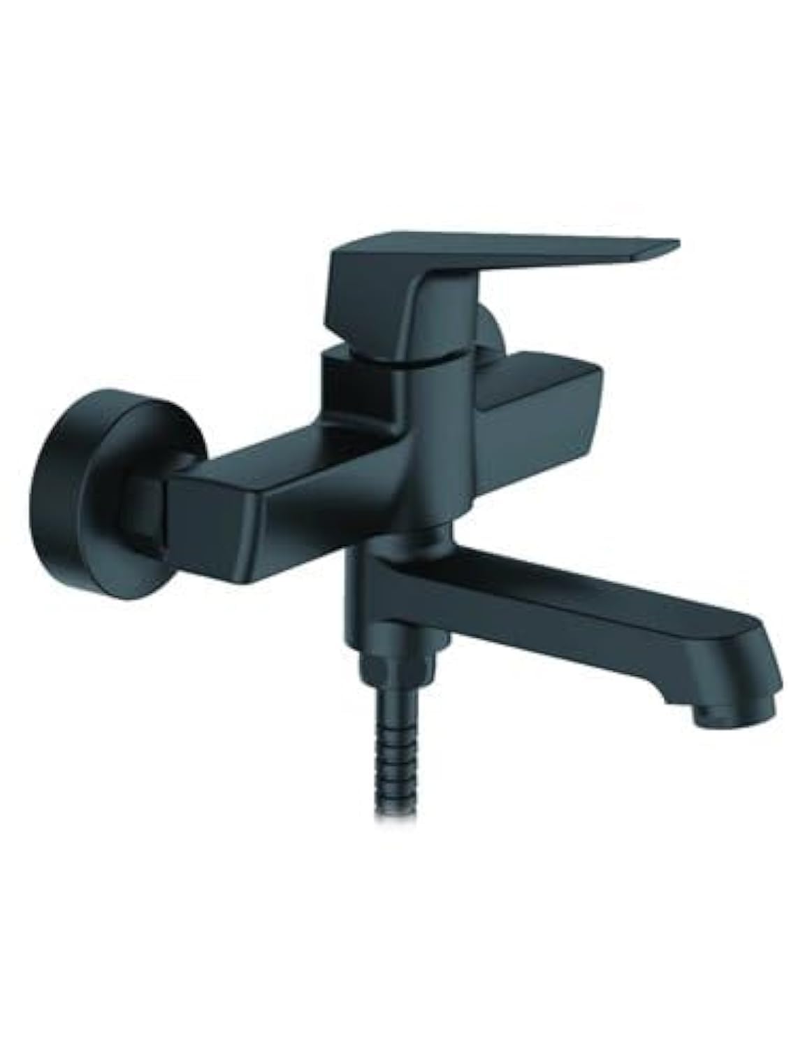 Ibergrif M13107B Grifo para bañera y ducha, Con alcachofa, manguera y soporte, Negro