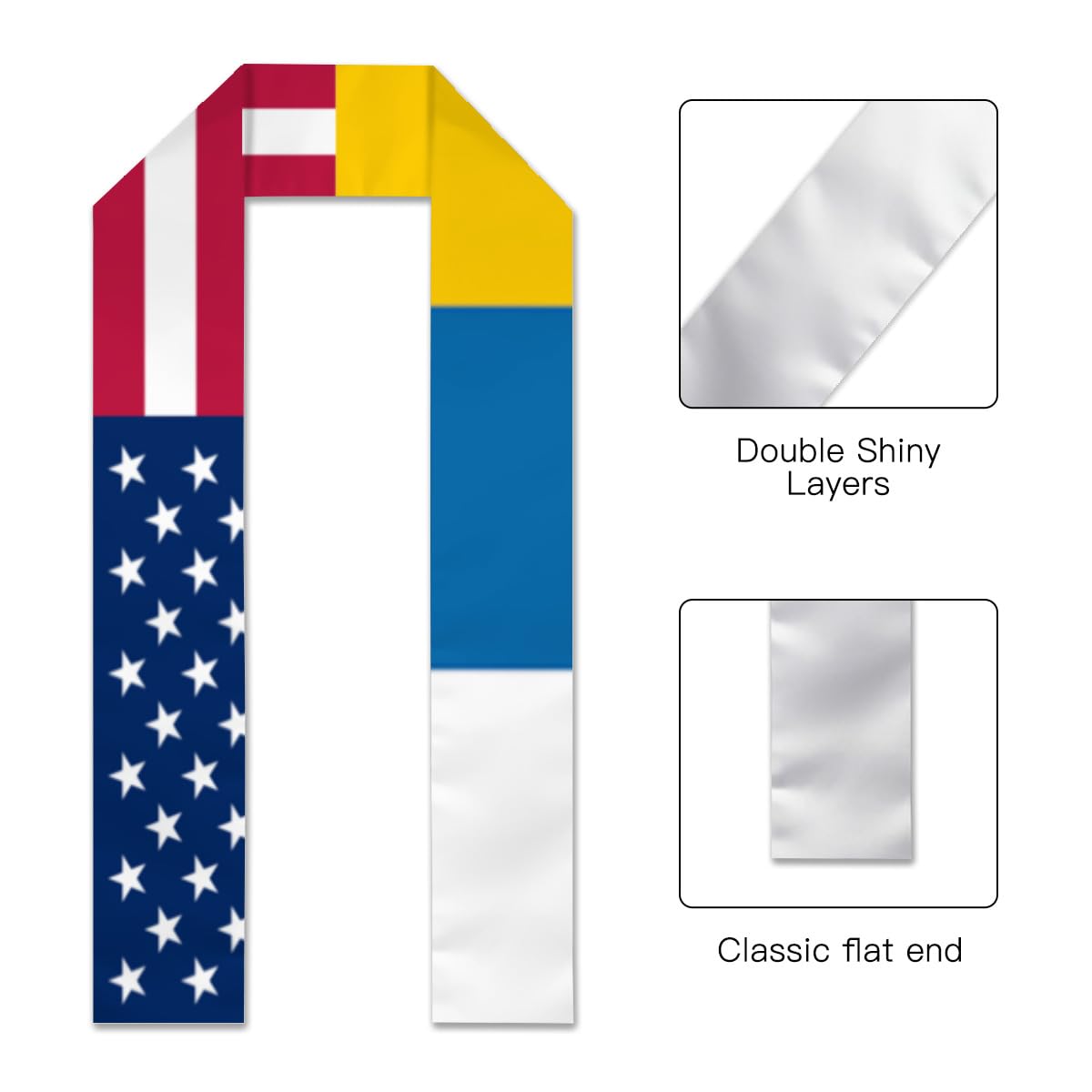 America Flag and canary islands Flag Graduation Sash,Graduation Stole Scarf Gifts for International Student