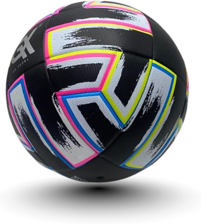 Black Leather High-Performance Thermo Bonded Leather Soccer Ball Size 5 "Non-inflated Durable Surface Bright Colors