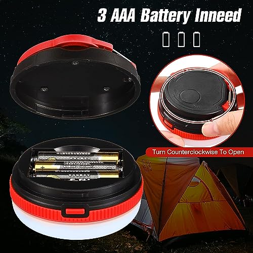 Image of Camping Lantern Waterproof LED Outdoor Camping Lights Battery Powered Tent Light for Power Cuts Emergency Camping Hiking Automobile (3 Modes ) (Red)