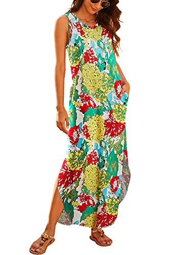Image of Hount Women's Casual Summer Sleeveless Dress Loose Split Maxi Dresses with Pockets