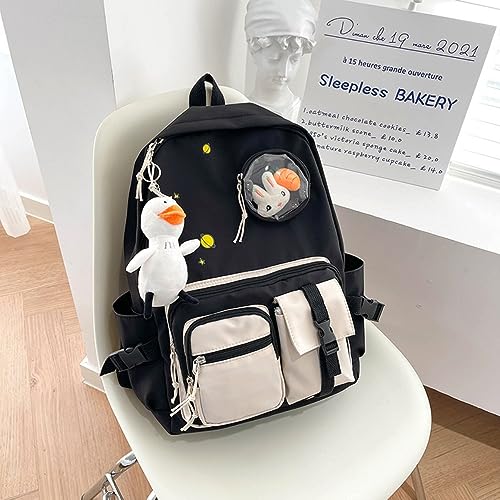 Cute backpack with accessories kawaii for Waterproof Large Capacity Backpack (Black,without pendant)2