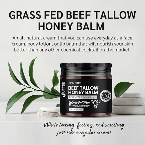 Organic Beef Tallow & Honey Balm – Grass-Fed Moisturizer for Men | Manuka Honey & Beeswax | Fast-Absorbing Tallow Cream - Image 5