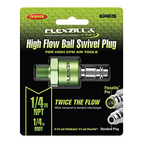 Image of Flexzilla Pro High Flow Ball Swivel Plug, 1 /4 inch Body, 1 /4 inch MNPT - A53440FZBS