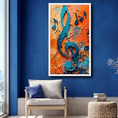 Toile clé de sol bleue tableau mural musique sans cadre 21x30cm