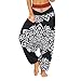 AFFGEQA Pantalon de yoga décontracté pour femme - Pour l'été - Taille haute - Pantalon sarouel - Imprimé classique - Sport - Pilates - Pantalon de jogging élastique - Noir - W40