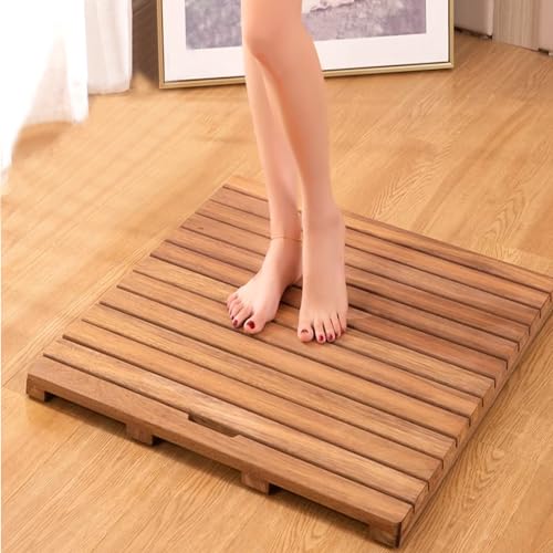Alfombrilla de baño de bambú antideslizante impermeable – Alfombrilla de ducha de madera de 20 x 43 pulgadas para baño, cocina, dormitorio, ideal para bañera, inodoro, alfombrilla para mascotas