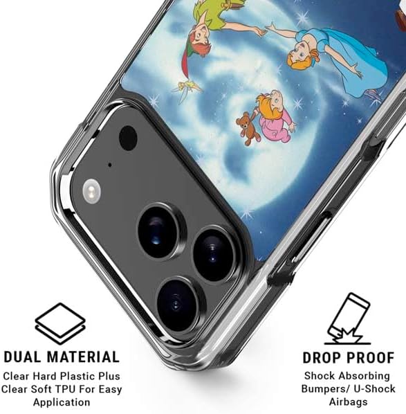 Skinit Clear Phone Case Compatible with iPhone 17 Pro Max - Officially Licensed Disney Peter Pan Wendy and The Boys to Neverland Design