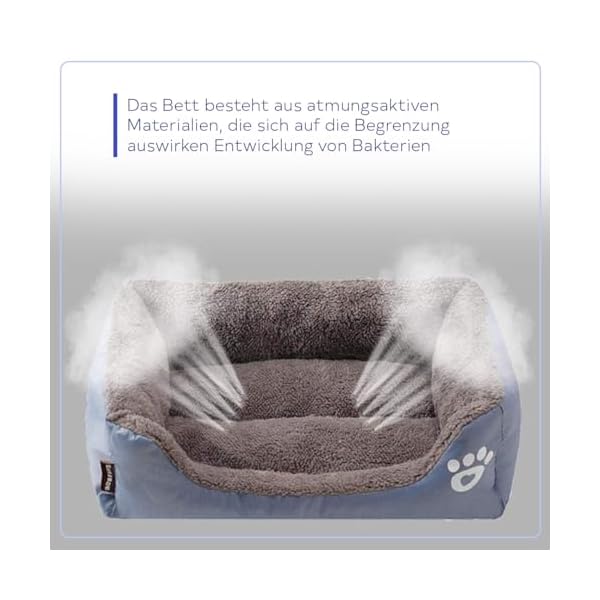 Ecarla Hundebett mittelgroße Hunde, Katzenbett Waschbar, L, 75x50x13 cm, Grau (L: 75x50x13cm) – Bild 4
