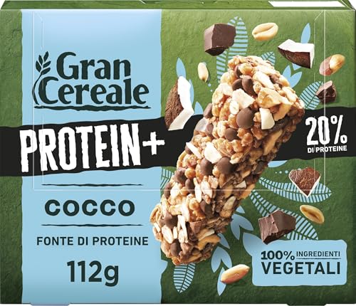 Gran Cereale, Barrette Proteiche con Cocco e Cioccolato Fondente, Snack di Frutta Secca con Proteine, Confezione da 4 Barrette