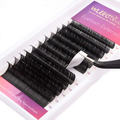 Wleec Beauty C Curl Flat Lashes 0.15mm Eyelashes Extensions Mixed Tray 8-16mm