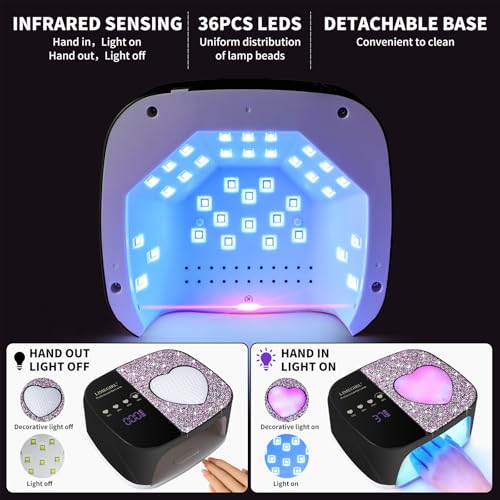 Image of LIMEGIRL UV LED Nail Lamp Kit for Gel Polish Professional Fast Curing Black Dryer Light Set with 4 Timer Settings Cordless Rechargeable Nail Art Cure Machine for Manicure Pedicure at Home and Salon