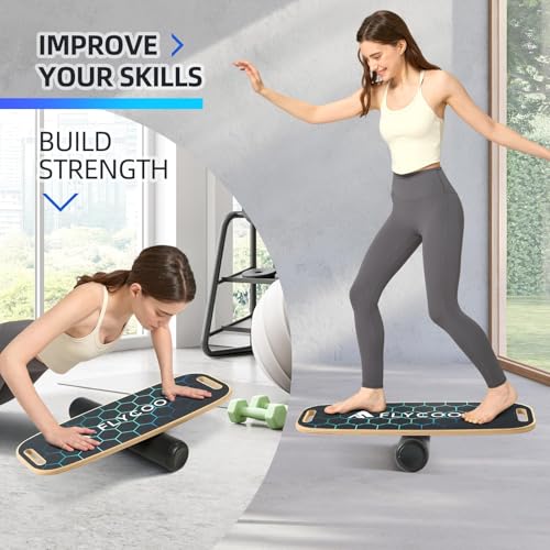 Image of Balance Board for Adult with Adjustable Stoppers: 3 Modes Wobble Board with Roller Exercise Balancing Stability Trainer for Improve Balance Non Slip Surface