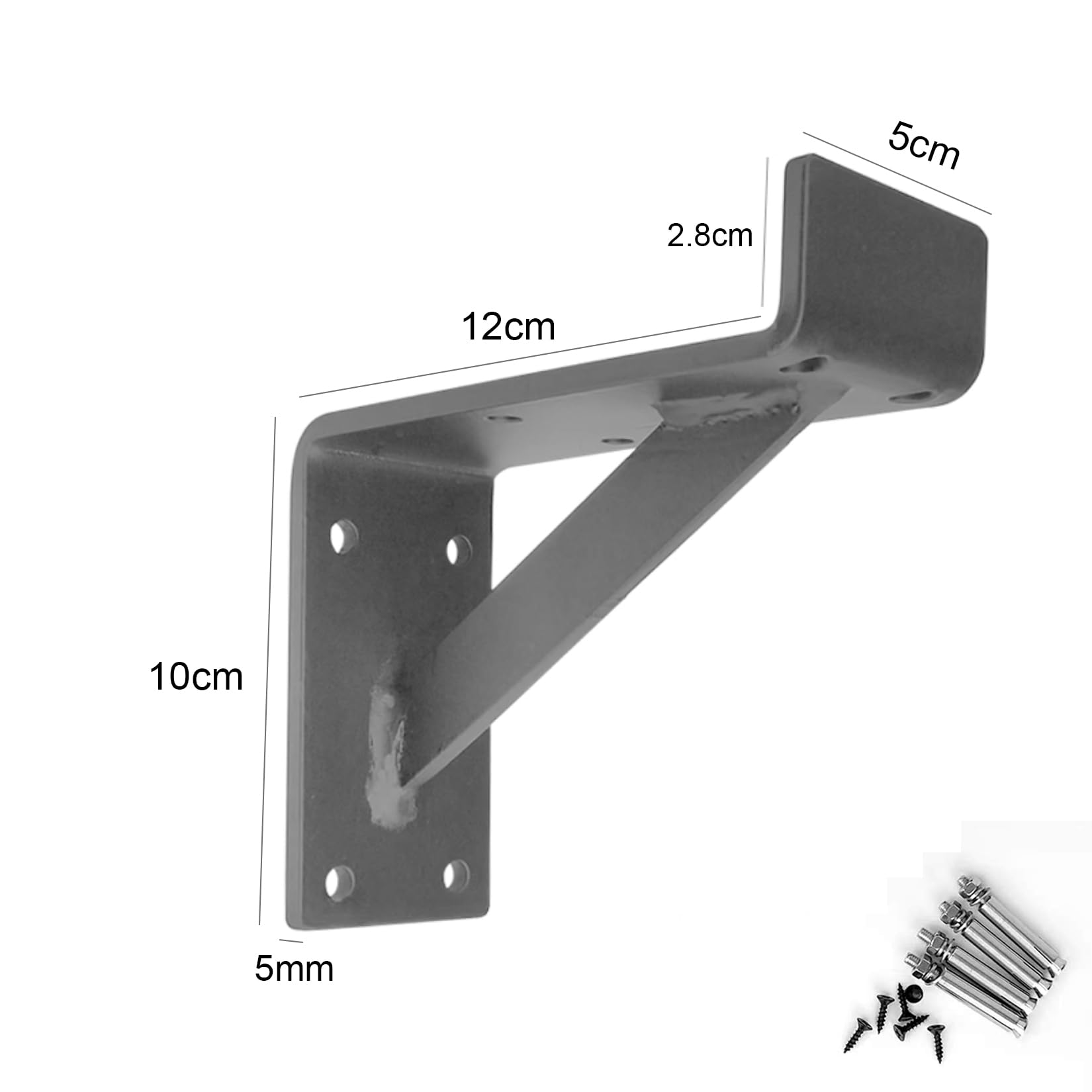 2 Pcs Soportes para Estantes de Pared,Escuadra para Estanterías Flotante con labio,Palomilla para Estanterías Triangulares de Pesados para Cocina Libros Estante,con Tornillos (12cm,Negro)