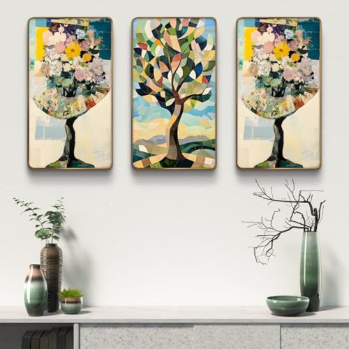 Image of Livin'luxe Set of 3 modern art Madhubani painting Premium Golden Framed Wall paintings for living room, bedroom, home decoration, wall decoration 35 inch x 20 inch SG16