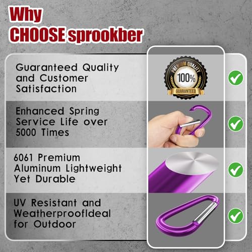 Image of sprookber 4 inch & 5 inch Extra Large Aluminum Carabiner D Ring, Caribeener Clips, Spring Snap Hook for Keychain Clip, Set of 4