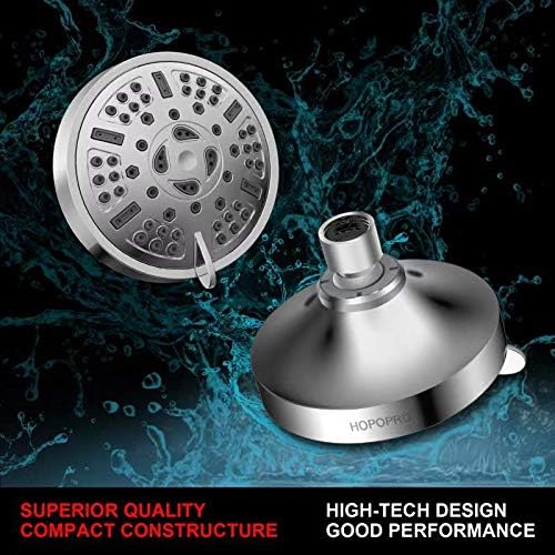 High Pressure Fixed Shower Head HOPOPRO Upgraded 9 Functions Adjustable Bathroom Showerhead Multi-functional Wall Mount Fixed Shower Head Rotatable Rain Showerhead for Low Water Flow