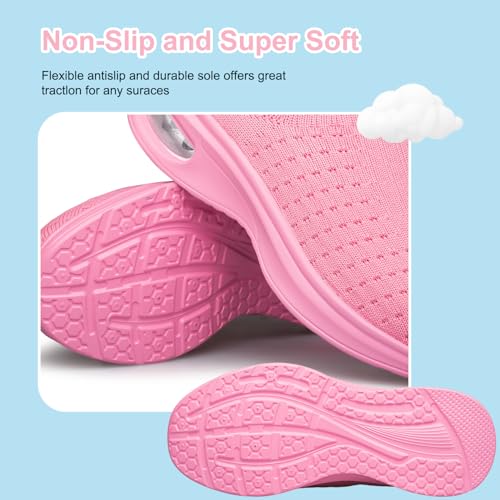 Girls Shoes Slip on Sneakers Lightweight Breathable Walking Running Tennis Child School Shoes Pink Big Kid Size 3