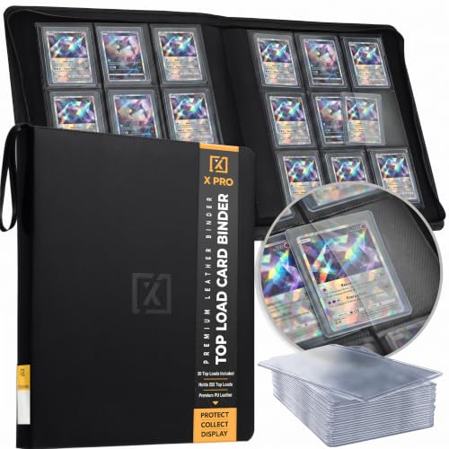 X PRO TopLoader Binder | Holds 200+ Toploaders Hard Cases | 9 Pocket Trading Cards Album | Long Term Storage Binder | Side Load Sleeves