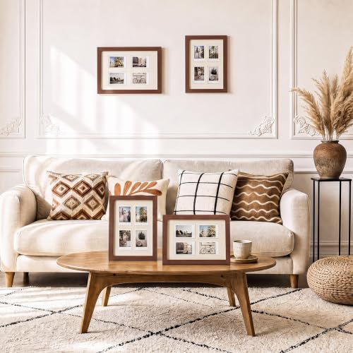 Image of Namalu 2 Pcs 2 x 3 Multi Picture Collage Frame Wall Decor with 4 Openings Walnut Wood Mini Film Photo Wall Frames for Display Wedding Decoration, 9.8 x 7.9 Inches