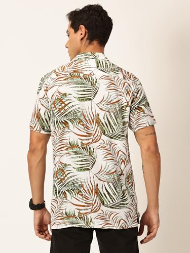 Image of Thomas Scott Men's | Floral | Half Sleeve | Slim Fit | Cotton Rayon | Cuban Collar | Casual Shirt