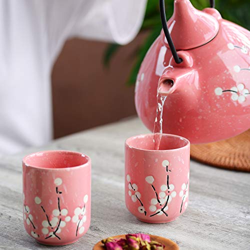 Panbado Kung Fu Theeset - Chinese Keramische Gongfu Theeset Porselein Theeset Geschenkset Met 1 Theepot, 1 Theezeef en 2 Theecopp. Ideale Thee-Infuser voor Kantoor Thuis, Blauw & Oranje Graffiti Patroon - Image 6