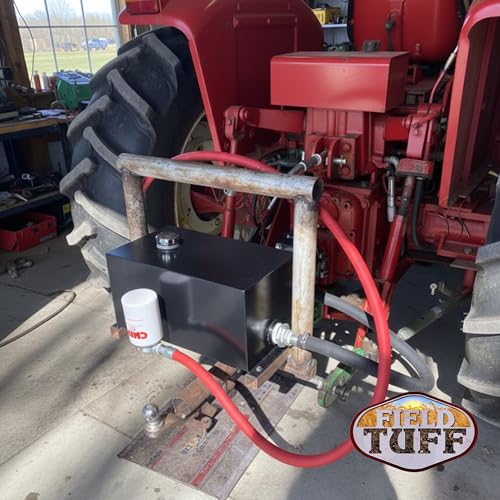 Image of Field Tuff 5 Gallon 14 Gauge Welded Steel Hydraulic Fluid Reservoir Tank with 2 Inch Suction Port and 0.75 Inch Return Port, Black