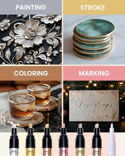 Image of Resiners Metallic Markers, Chrome Paint Marker for Metal Model, Glass Coloring, Stroke, Painting, DIY Craft, Reflective Gloss, 2-5 mm Larger Application Area, Epoxy Resin Tools (6 Colors)