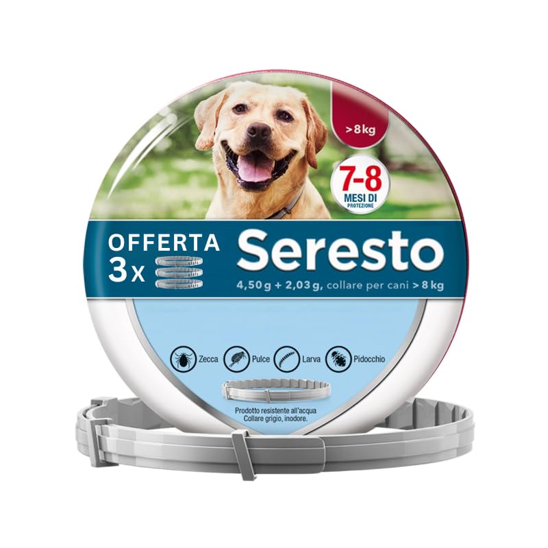 Pack 3 Collari per Cani - Contro Zecche, Pulci e Pidocchi (Oltre 8 Kg)