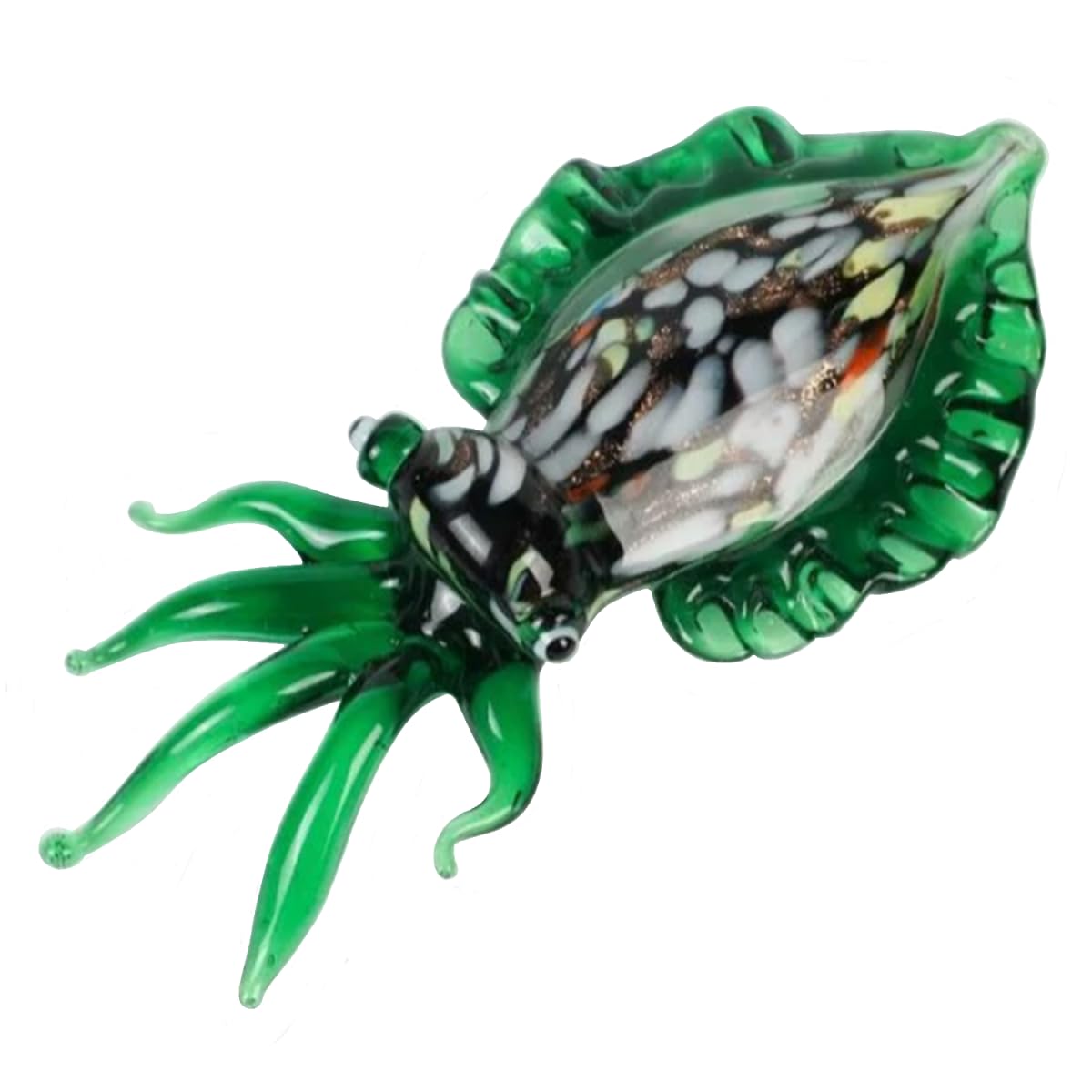 JTDZ Cute Cuttlefish Figurine Art Handmade Blown Glass Ocean Animal Statue Collectible Desk Crystal Ornaments for Centerpiece Home Office Aquarium Deco