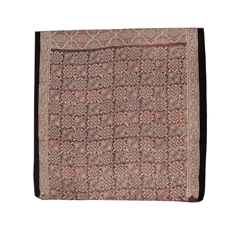 Image of Ethnics of Kutch Womenss Ajrakh Modal Silk Natural Dye Hand Block Print Saree with Blouse Piece - 5.5 Mtr Length
