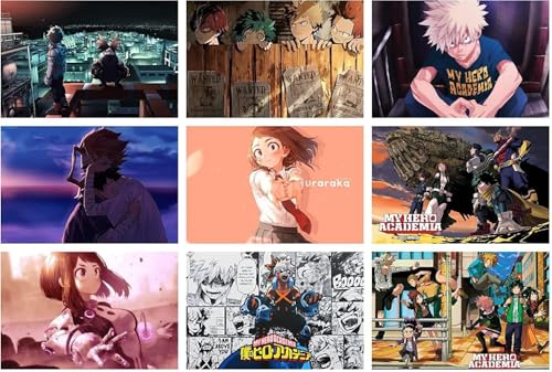 Image of ATEVON My Hero Academia Anime Wall Poster Set - Pack of 18 Unframed 6x4 Inch Prints Featuring Izuku Midoriya Shoto Todoroki Bakugo Ochaco and More | Anime Wall Collage Kit for Bedroom Dorm Decor