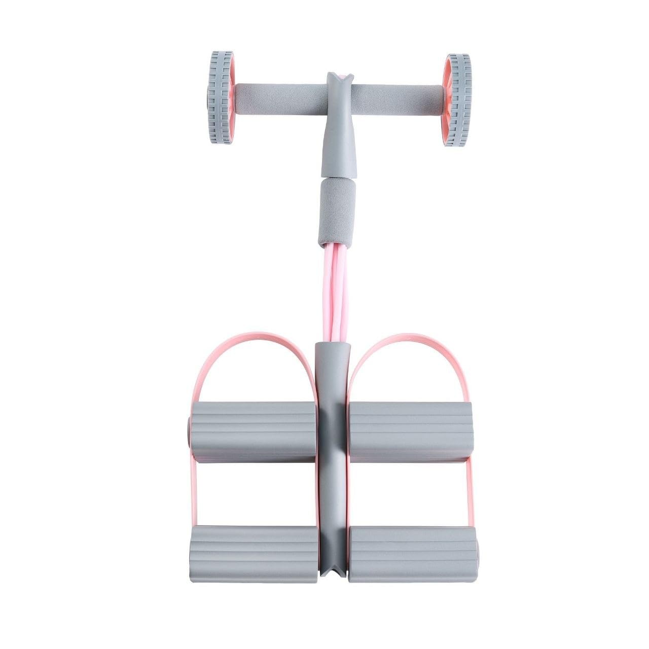 Adjustable Foot Pedal Resistance Puller for Home Workout | 4 Tube Exercise Pull Rope with Ab Roller | Full Body Waist Arm Leg Core Fitness Trainer for Men Women (Pink)-image-33
