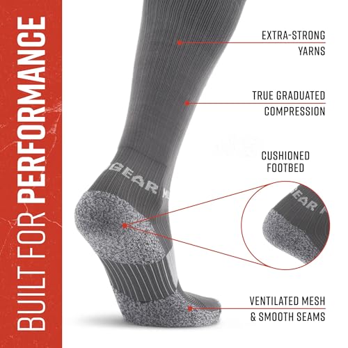 Image of MudGear Graduated Compression Socks, Durable, Sweat-Resistant OCR Performance Socks with Cushioned Footbed, Made in USA