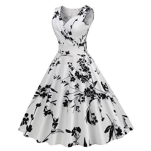 MeiLyviba Kleider Damen Vintage Cocktailkleid Retro Kleider Petticoat Kleid Hepburn Kostüm Neckholder 1950Er Abendkleider Hepburn Stil Rockabilly...