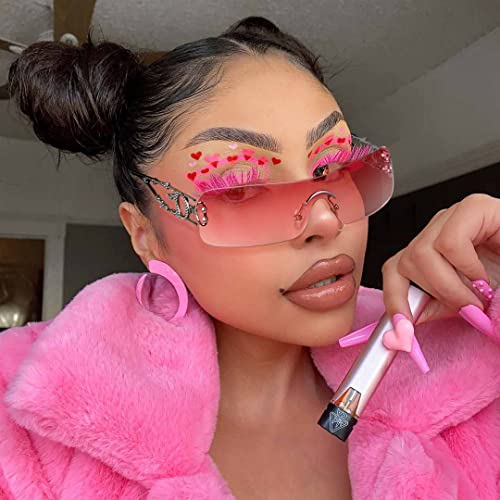 Image of SENMARIES Rimless Y2k Sunglasses For Women Men Rectangle Vintage glasses Fashion Flame Metal Sunglass Frameless Retro Eyewear