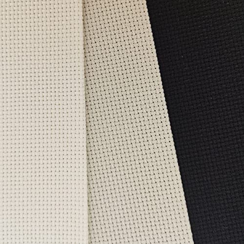 Image of KCS 3 pc of 12 inch x 18 inch 18CT Counted Cotton Aida Cloth Cross Stitch Fabric (Antique White+Pearl Grey+Black)