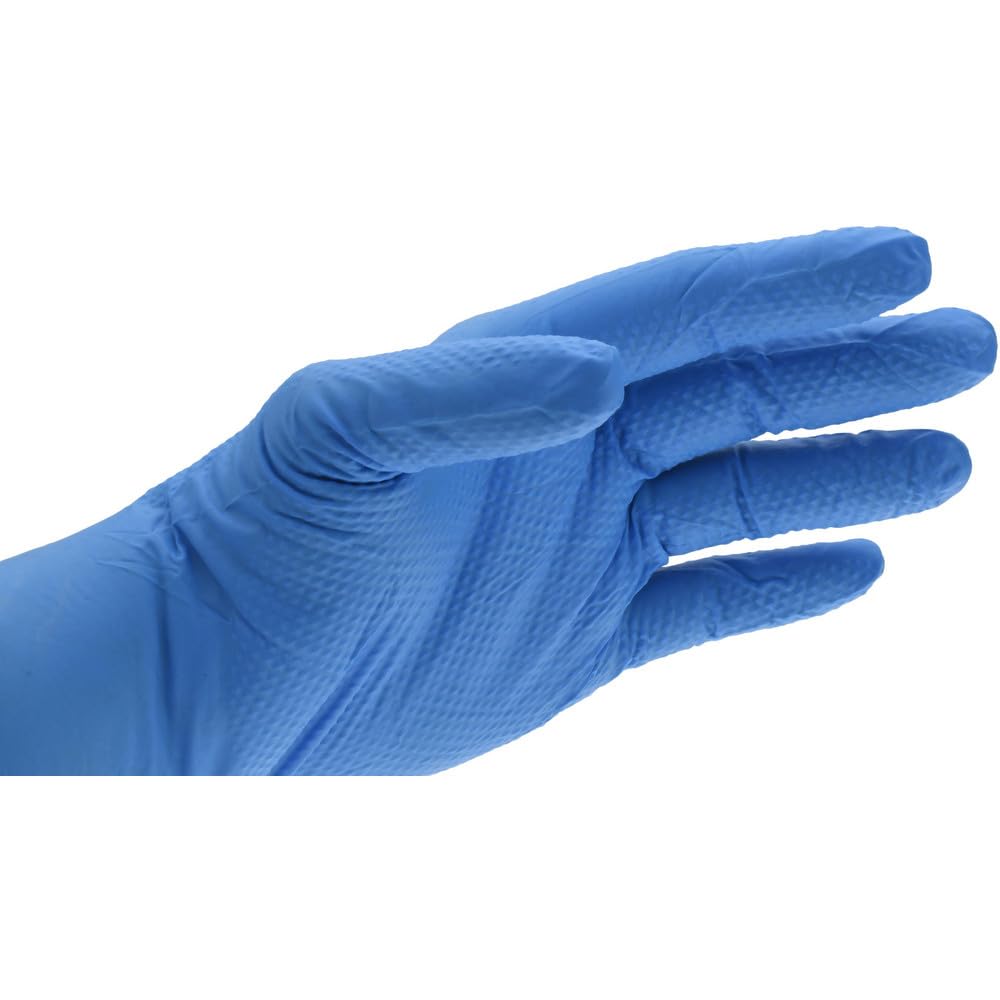 PRO-SAFE 50 Pack Industrial Grade 8 mil Diamond-Textured Disposable Nitrile Gloves: Blue