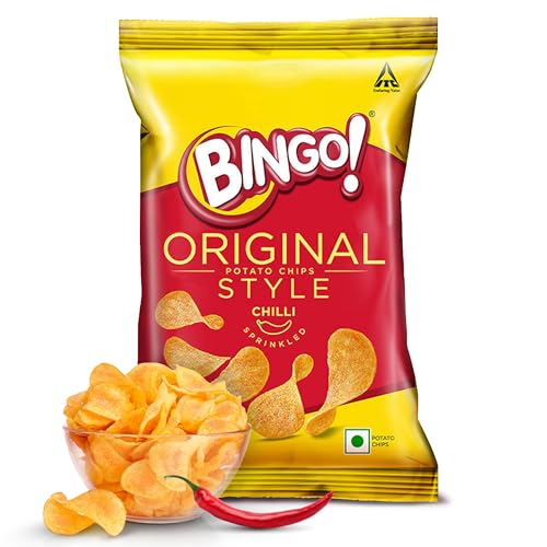 Image of Bingo! Original Style Chilli Sprinkled - Flat Cut Spicy Potato Chips Pack for Snacks, 90g /85gram /90.7G(Weight may vary)