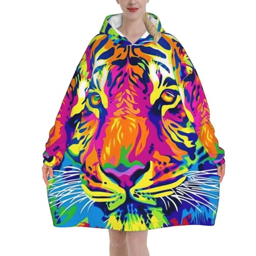 Couverture à capuche douillette en flanelle thermique à motif tigre