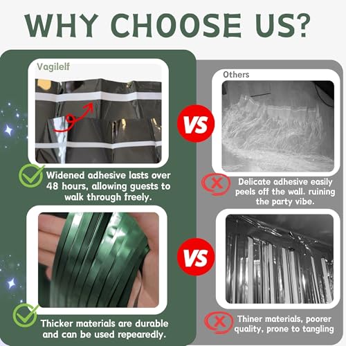 Image of Dark Green Matte Foil Fringe Curtain Backdrop Party Decorations