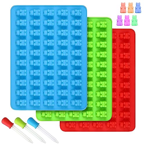 Set di 3 stampi per caramelle in silicone con 3 pipette, stampi per orsetti gommosi, per caramelle, gelatina, cioccolato
