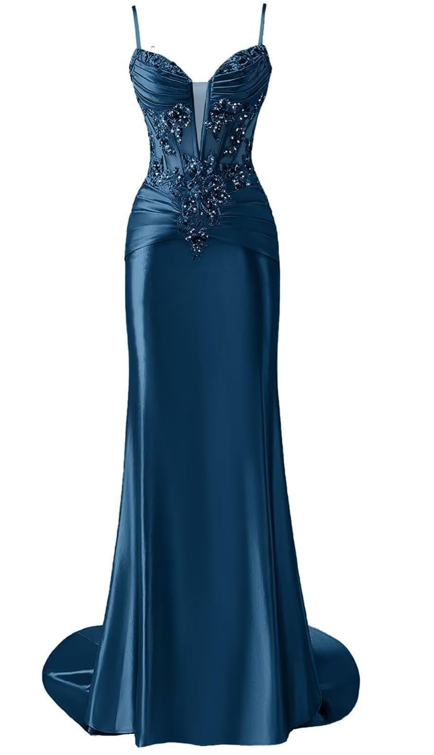 Hppee Women's Peacock Prom Dresses For Teens With Lace Applique Mermaid Satin Celebrity Pageant Dress Long Formal Gown Uk8