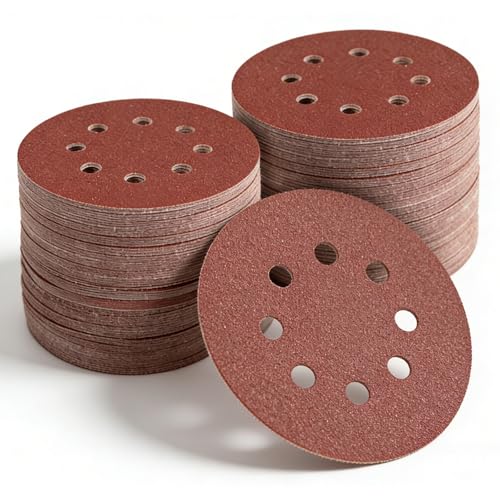 165 PCS 5 Inch Hook and Loop Sanding Discs with 8 Holes (Mix Grit-165pcs)