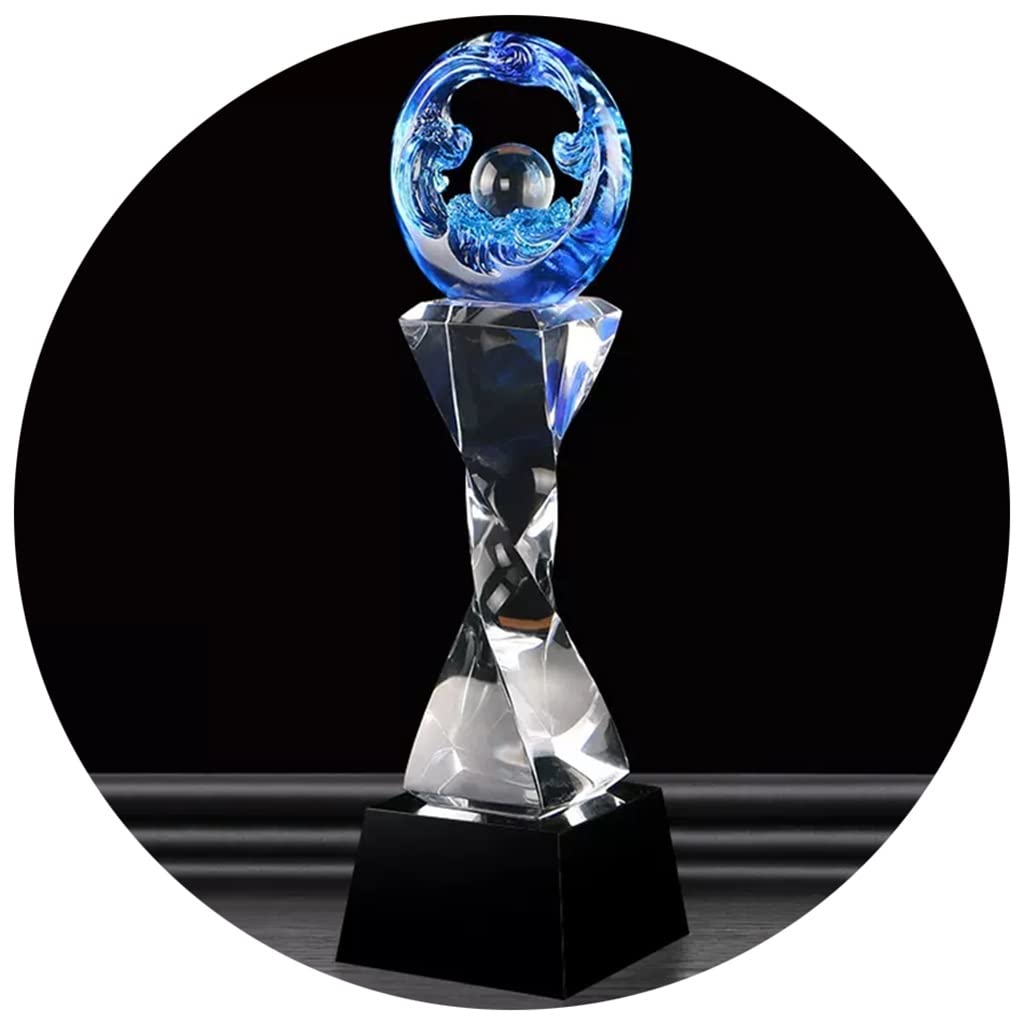 Trofei, medaglie e premi Trofeo Trasparente in Vetro Blu Trofeo di Lettere Creative Il Concorso Artistico Assegna Il Trofeo Regalo Ottimo Premio per I Dipendenti