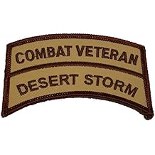 COMBAT VETERAN DESERT STORM TAB ROCKER PATCH - Desert Camo Colors - Veteran Owned Business